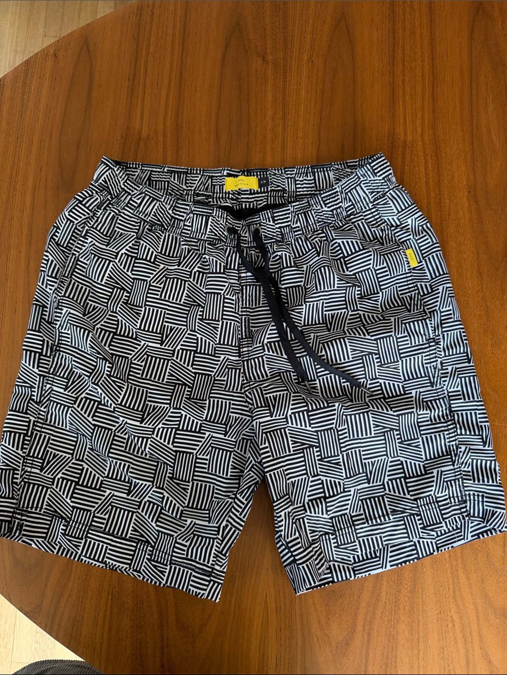 Onia x Soulcycle Black & White Geometric Swim Board Shorts
